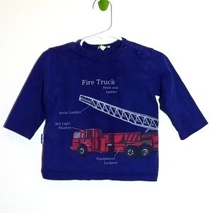 Le Top Firetruck Fire Engine Parts Shirt 12m